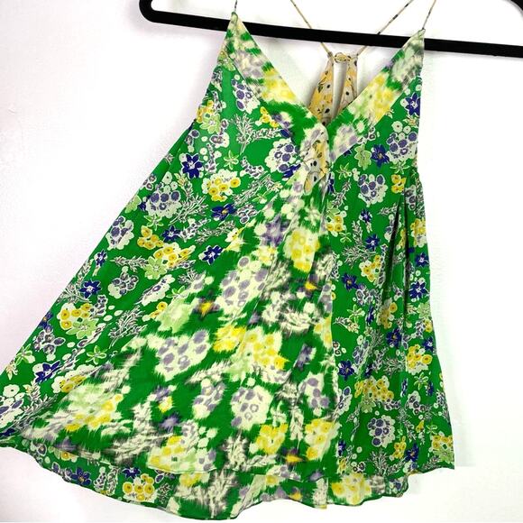 Rebecca Taylor | Silk Blouse Tank Top Green Yellow Purple Small - Picture 9 of 10